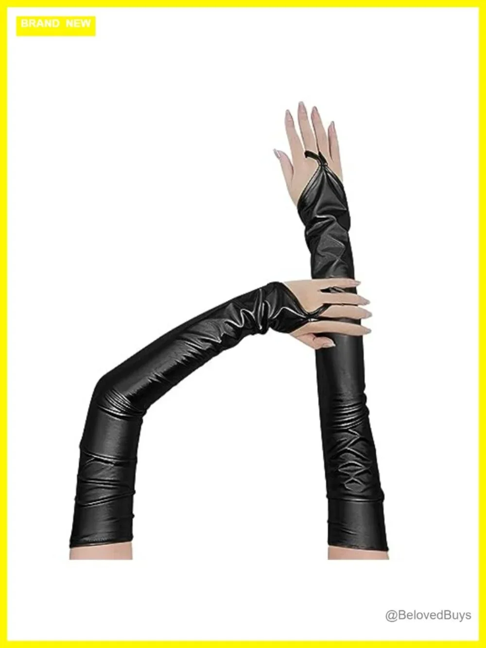 Faux Leather Fingerless Gloves Long Arm Sleeves Touch Screen Cosplay